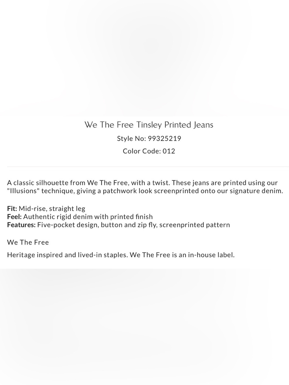 NWT Free People 29 We the Free Tinsley Printed Jeans in Illusions Heirloom Ivory - Picture 7 of 9